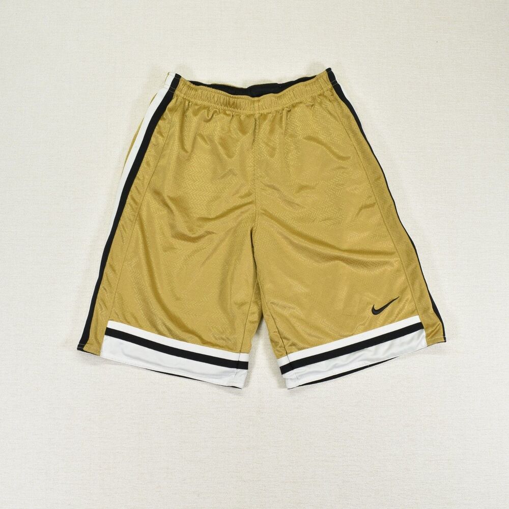 Nike Shorts Youth Boys Size XL Dri-Fit Basketball Gold Black White Athletic Mesh